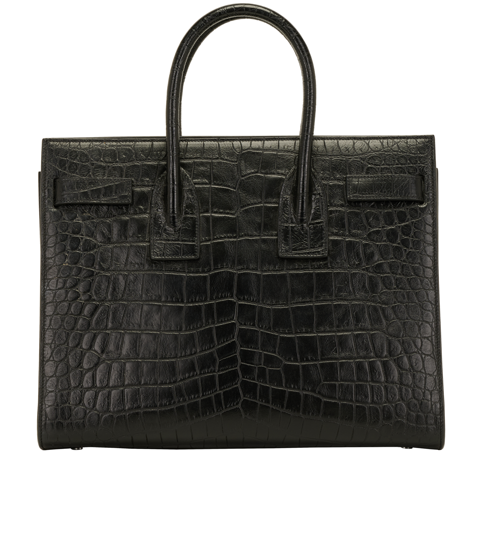 Medium Day Bag, &pound;1,200, Handbags, Black, Crocodile, Back view